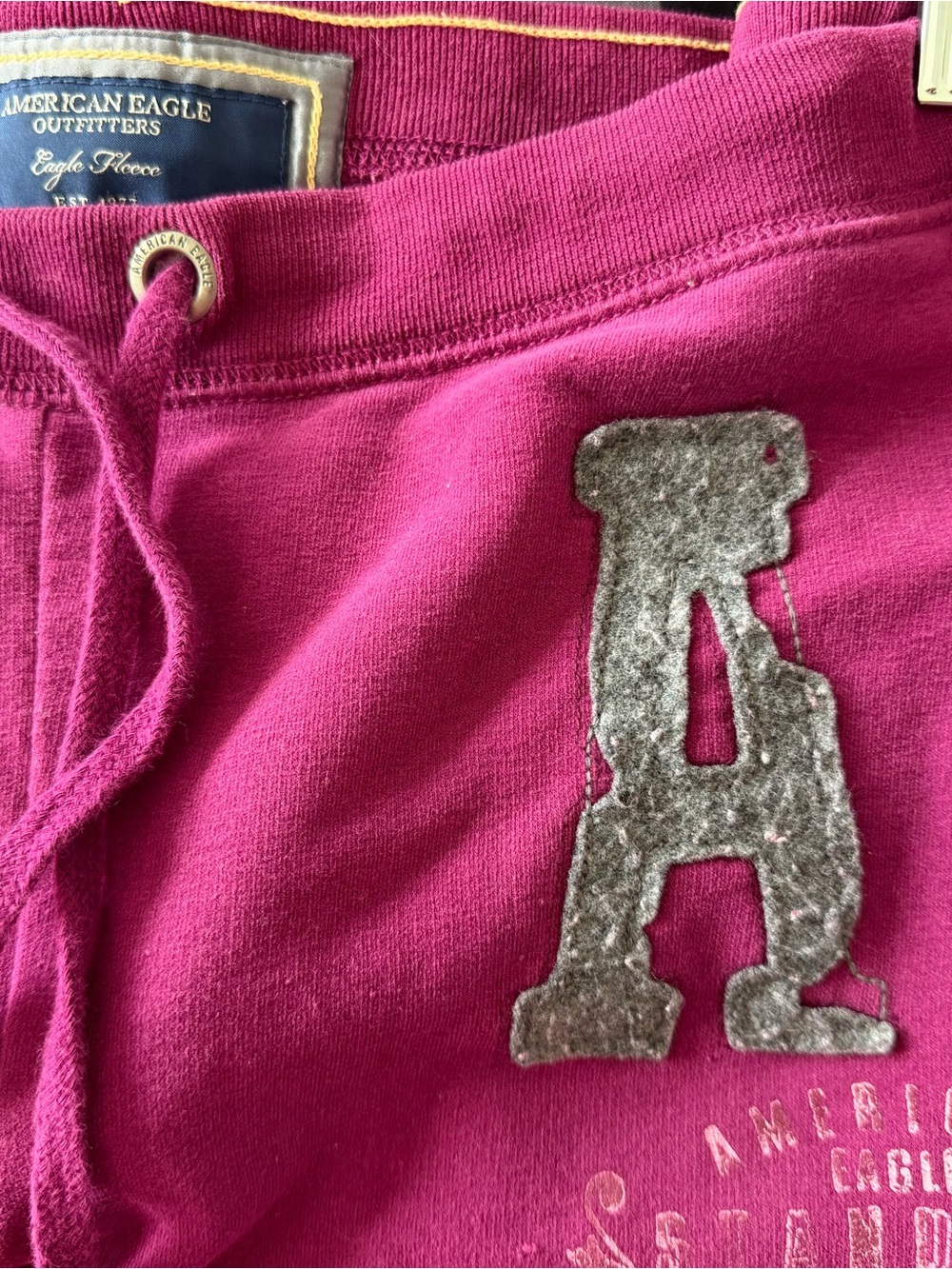 American Eagle Outfitters Magenta Sweatpants with Felt 'A' Appliqué